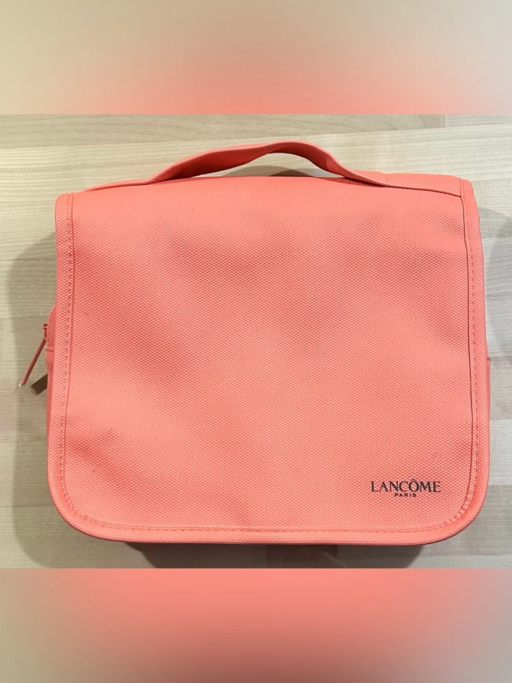 NEW, Lancome Paris Theme Coral Three Compartment Travel Cosmetic Bag
